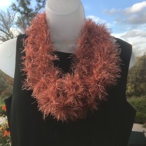 Brown fun fur eyelash yarn scarf